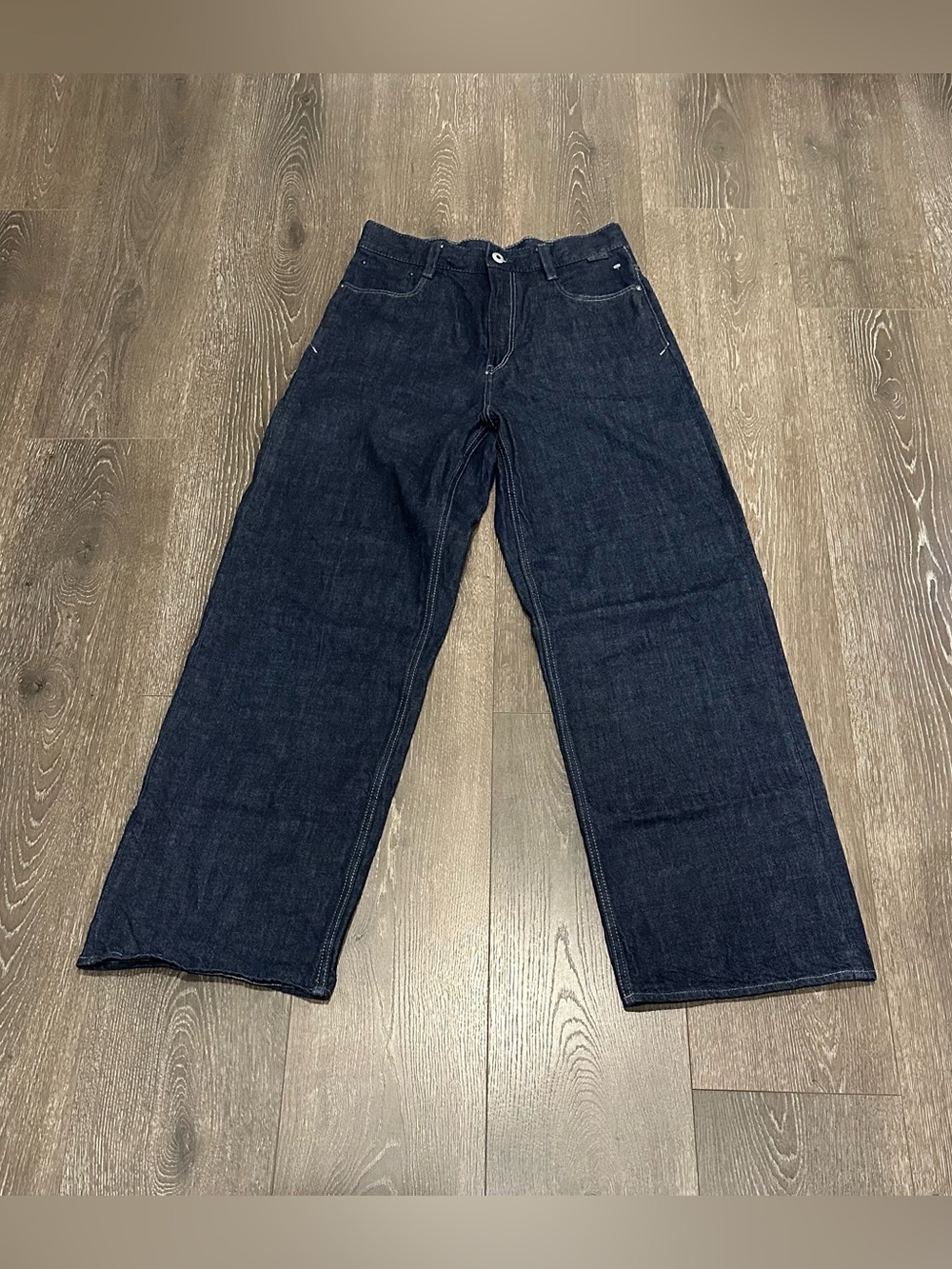 G-Star  Woman’s Stray Ultra High Dark Indigo Relaxed Wide-Leg Jeans Denim Sz 28